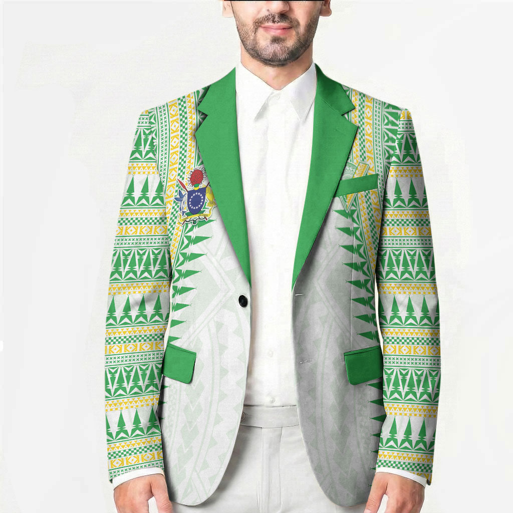 Cook Islands Rugby Custom Blazer Kuki Tribal Pattern White Version LT05 - Polynesian Pride