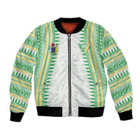 Cook Islands Rugby Custom Bomber Jacket Kuki Tribal Pattern White Version LT05 Unisex White - Polynesian Pride