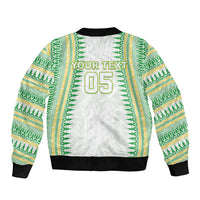 Cook Islands Rugby Custom Bomber Jacket Kuki Tribal Pattern White Version LT05 - Polynesian Pride
