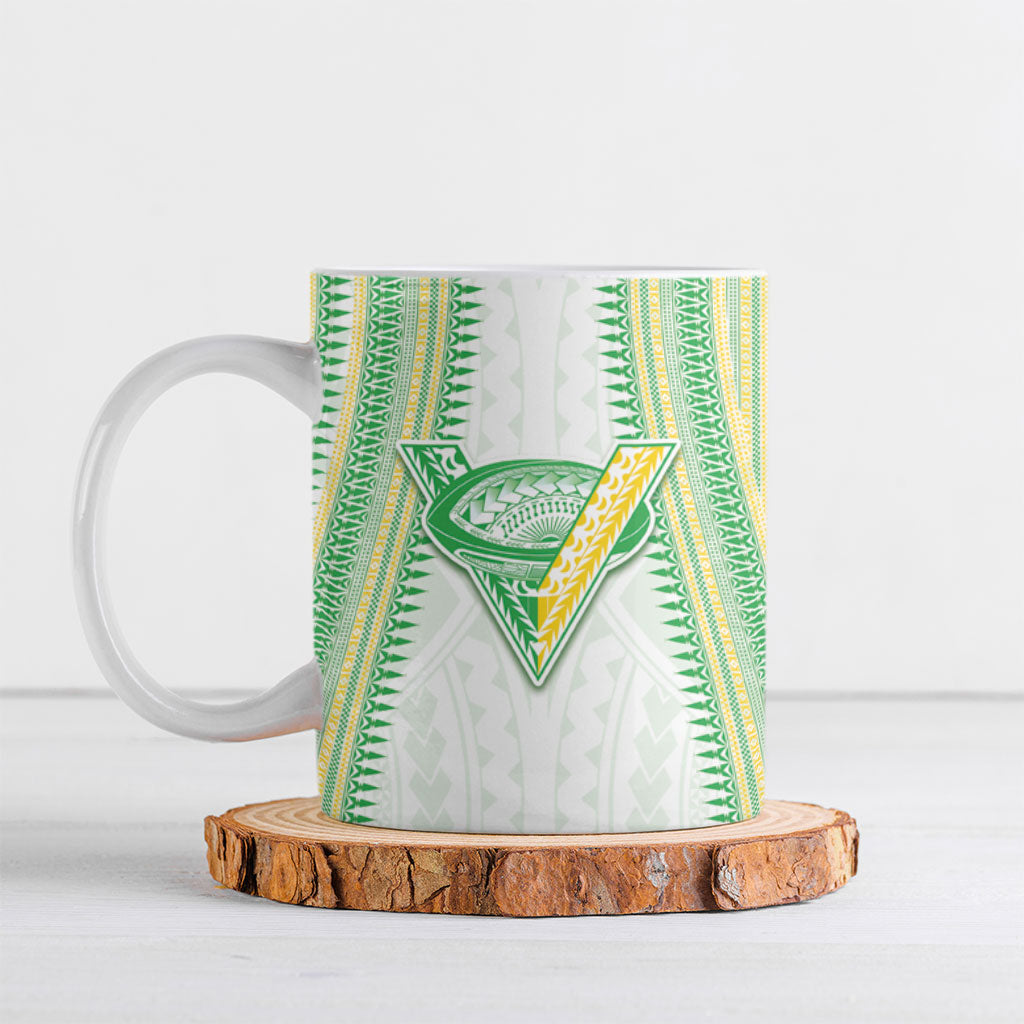 Cook Islands Rugby Custom Ceramic Mug Kuki Tribal Pattern White Version LT05 White - Polynesian Pride