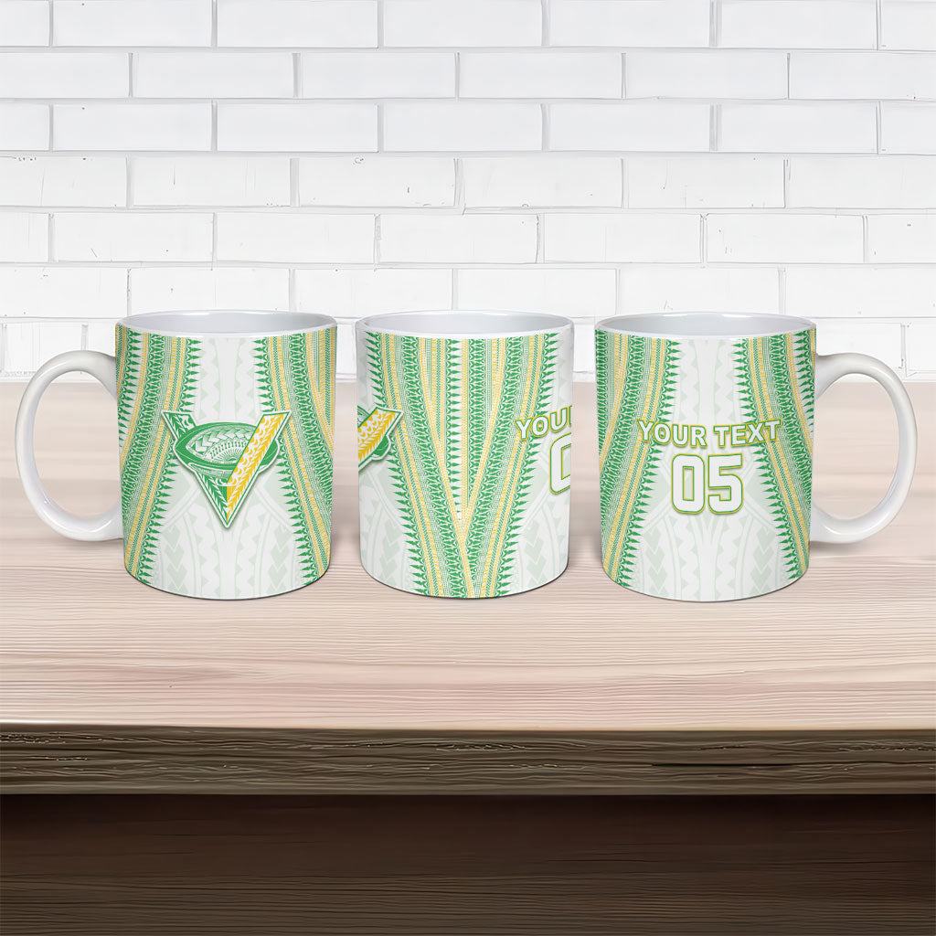 Cook Islands Rugby Custom Ceramic Mug Kuki Tribal Pattern White Version LT05 - Polynesian Pride