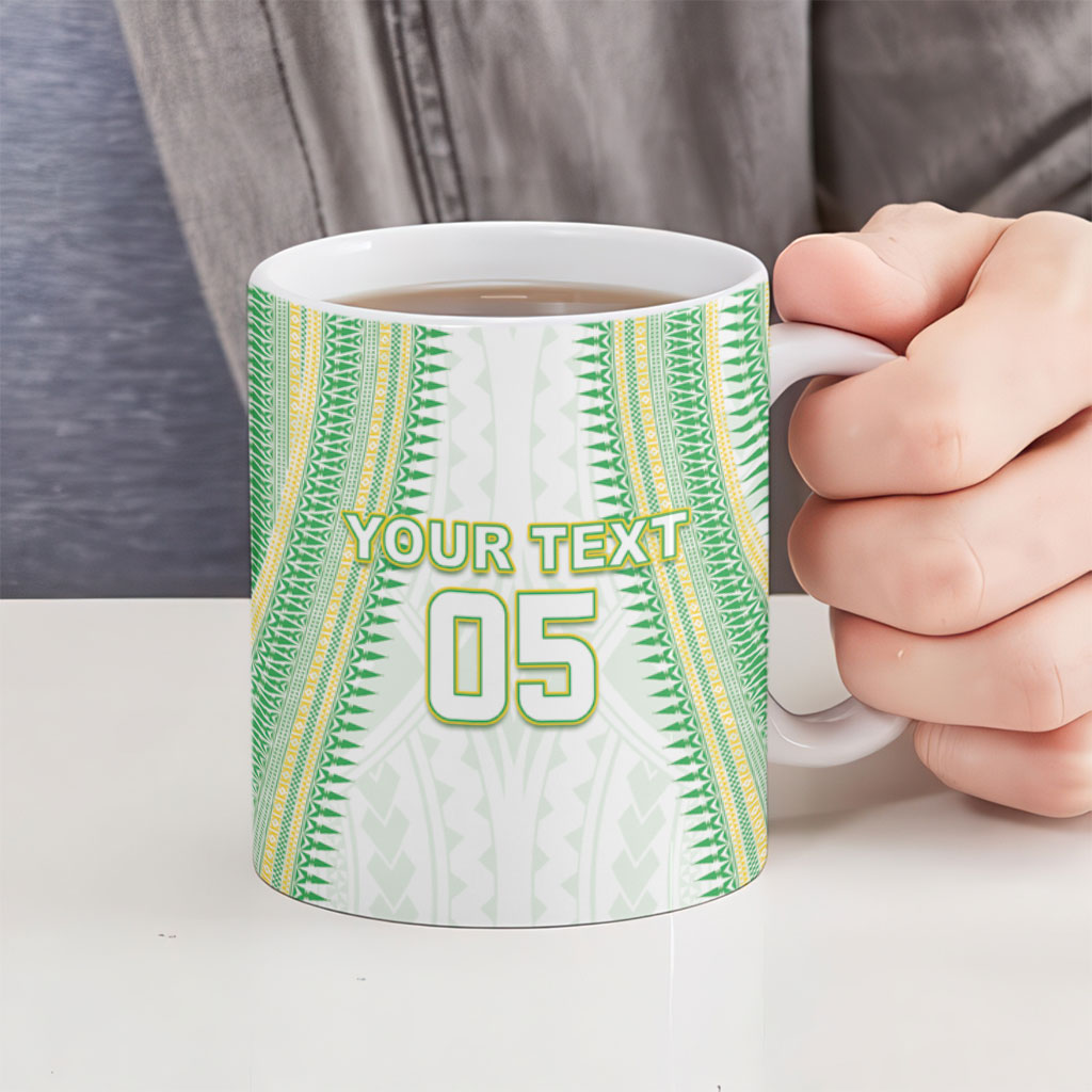 Cook Islands Rugby Custom Ceramic Mug Kuki Tribal Pattern White Version LT05 - Polynesian Pride