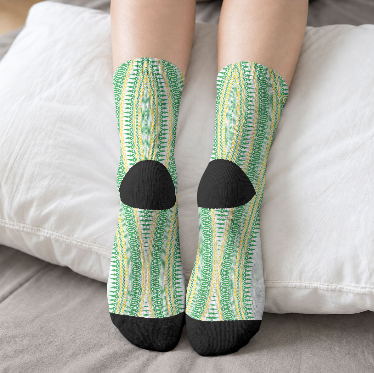 Cook Islands Rugby Custom Crew Socks Kuki Tribal Pattern White Version LT05 - Polynesian Pride