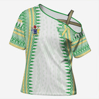 Cook Islands Rugby Custom Cross Shoulder Shirt Kuki Tribal Pattern White Version LT05 Female White - Polynesian Pride