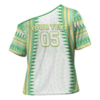 Cook Islands Rugby Custom Cross Shoulder Shirt Kuki Tribal Pattern White Version LT05 - Polynesian Pride