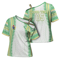Cook Islands Rugby Custom Cross Shoulder Shirt Kuki Tribal Pattern White Version LT05 - Polynesian Pride