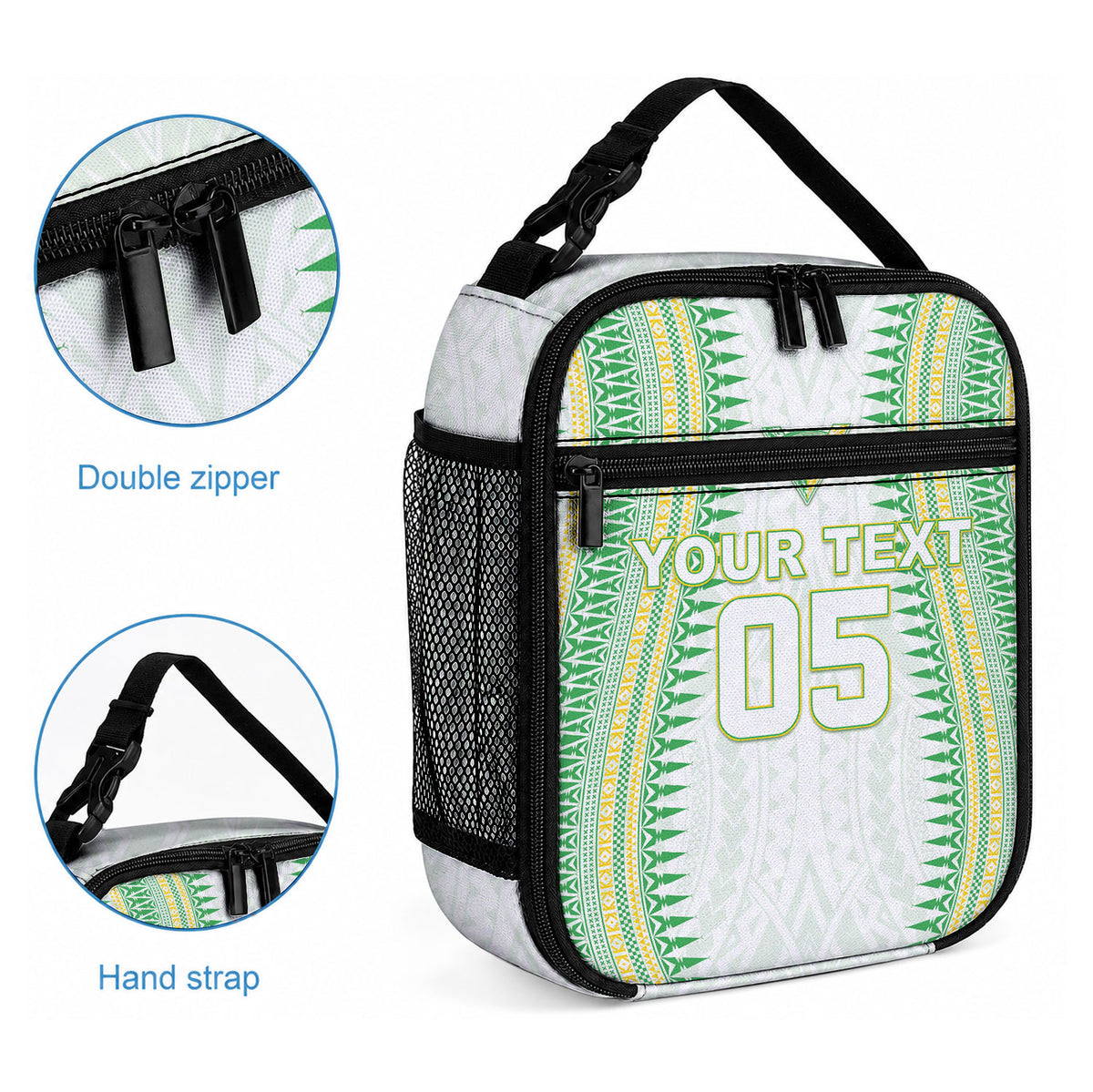 Cook Islands Rugby Custom Lunch Bag Kuki Tribal Pattern White Version LT05 - Polynesian Pride