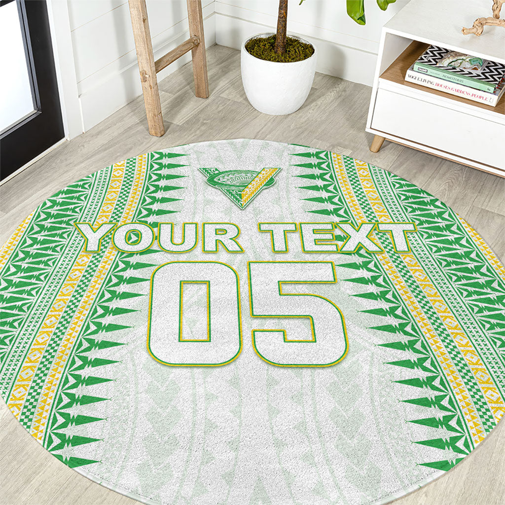 Cook Islands Rugby Custom Round Carpet Kuki Tribal Pattern White Version LT05 White - Polynesian Pride