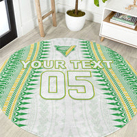 Cook Islands Rugby Custom Round Carpet Kuki Tribal Pattern White Version LT05 White - Polynesian Pride