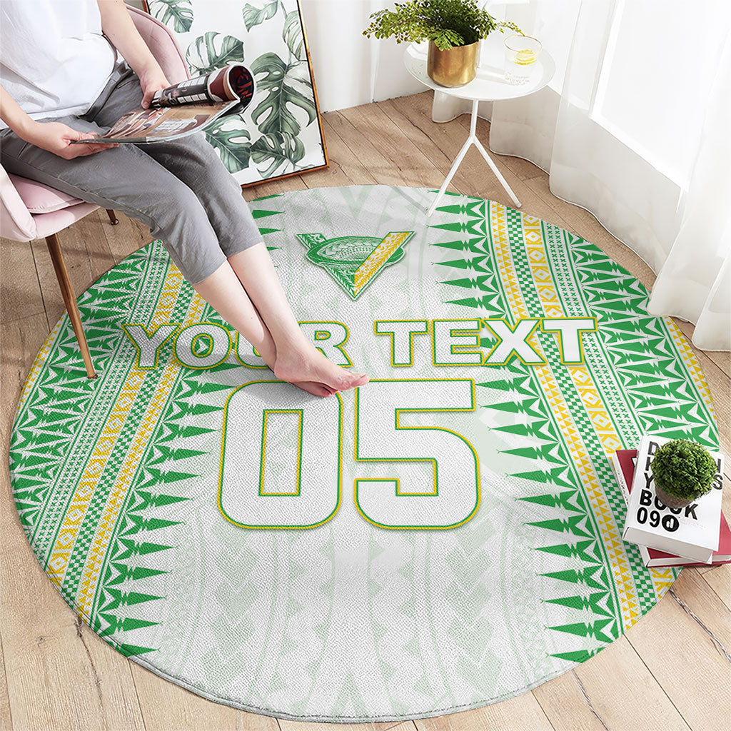 Cook Islands Rugby Custom Round Carpet Kuki Tribal Pattern White Version LT05 - Polynesian Pride