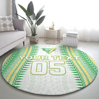 Cook Islands Rugby Custom Round Carpet Kuki Tribal Pattern White Version LT05 - Polynesian Pride