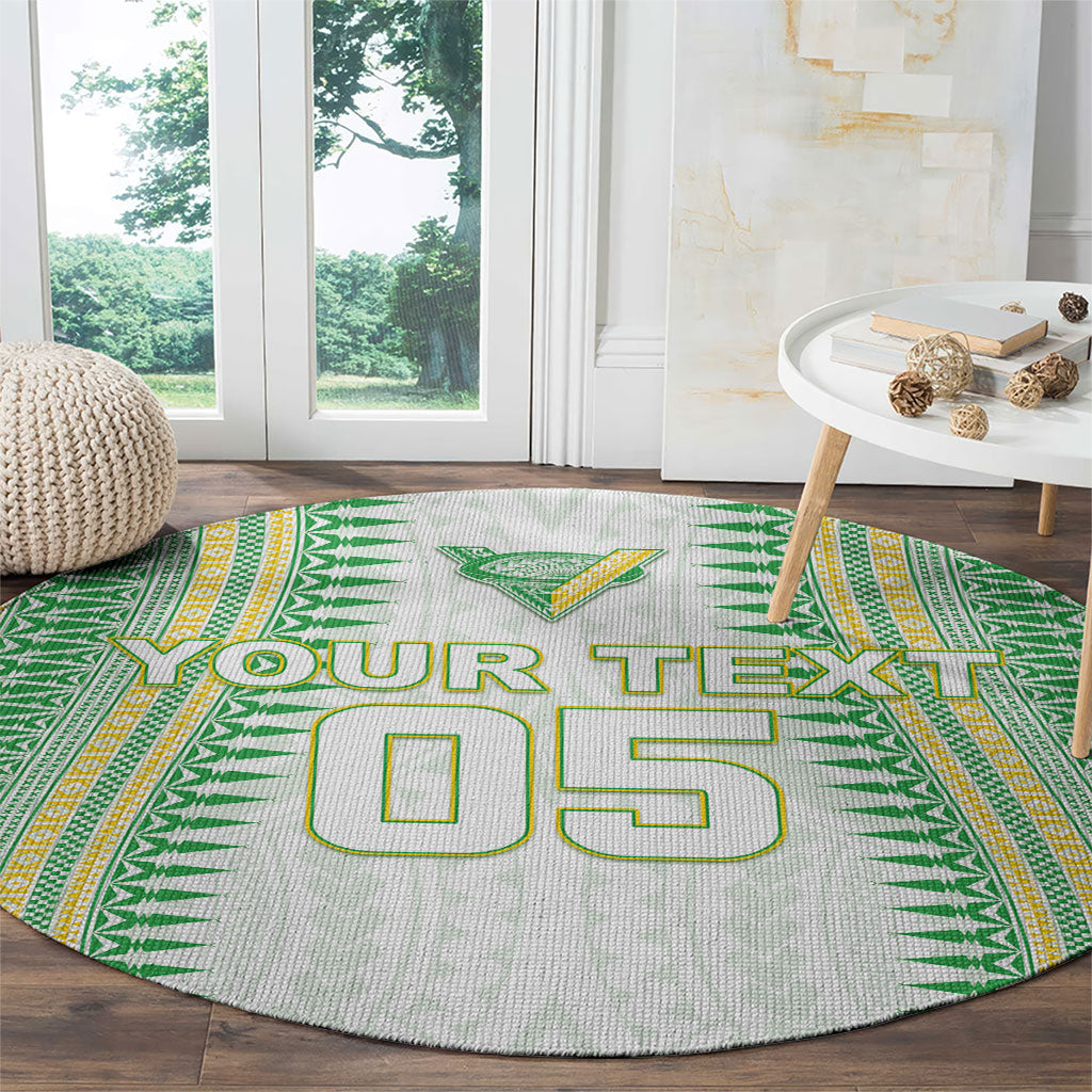 Cook Islands Rugby Custom Round Carpet Kuki Tribal Pattern White Version LT05 - Polynesian Pride