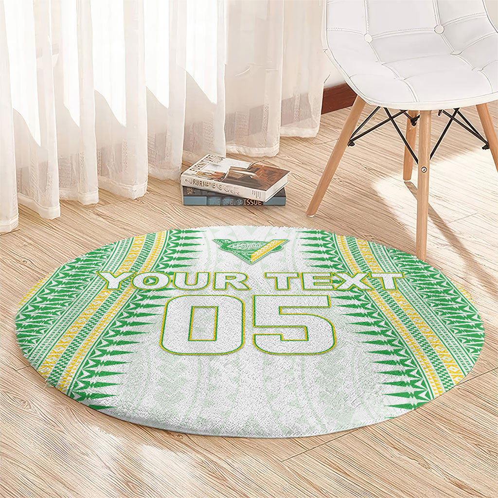 Cook Islands Rugby Custom Round Carpet Kuki Tribal Pattern White Version LT05 - Polynesian Pride