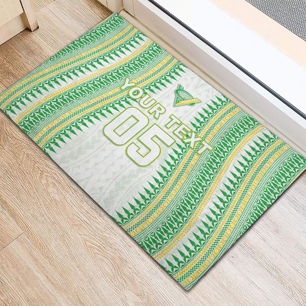 Cook Islands Rugby Custom Rubber Doormat Kuki Tribal Pattern White Version LT05 - Polynesian Pride