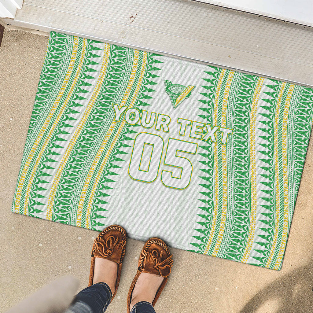 Cook Islands Rugby Custom Rubber Doormat Kuki Tribal Pattern White Version LT05 - Polynesian Pride