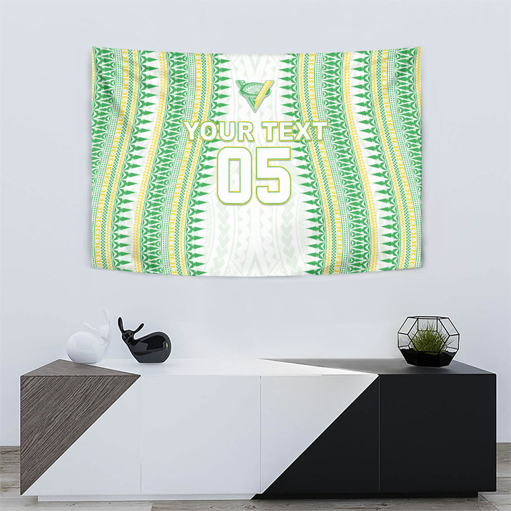 Cook Islands Rugby Custom Tapestry Kuki Tribal Pattern White Version LT05 - Polynesian Pride