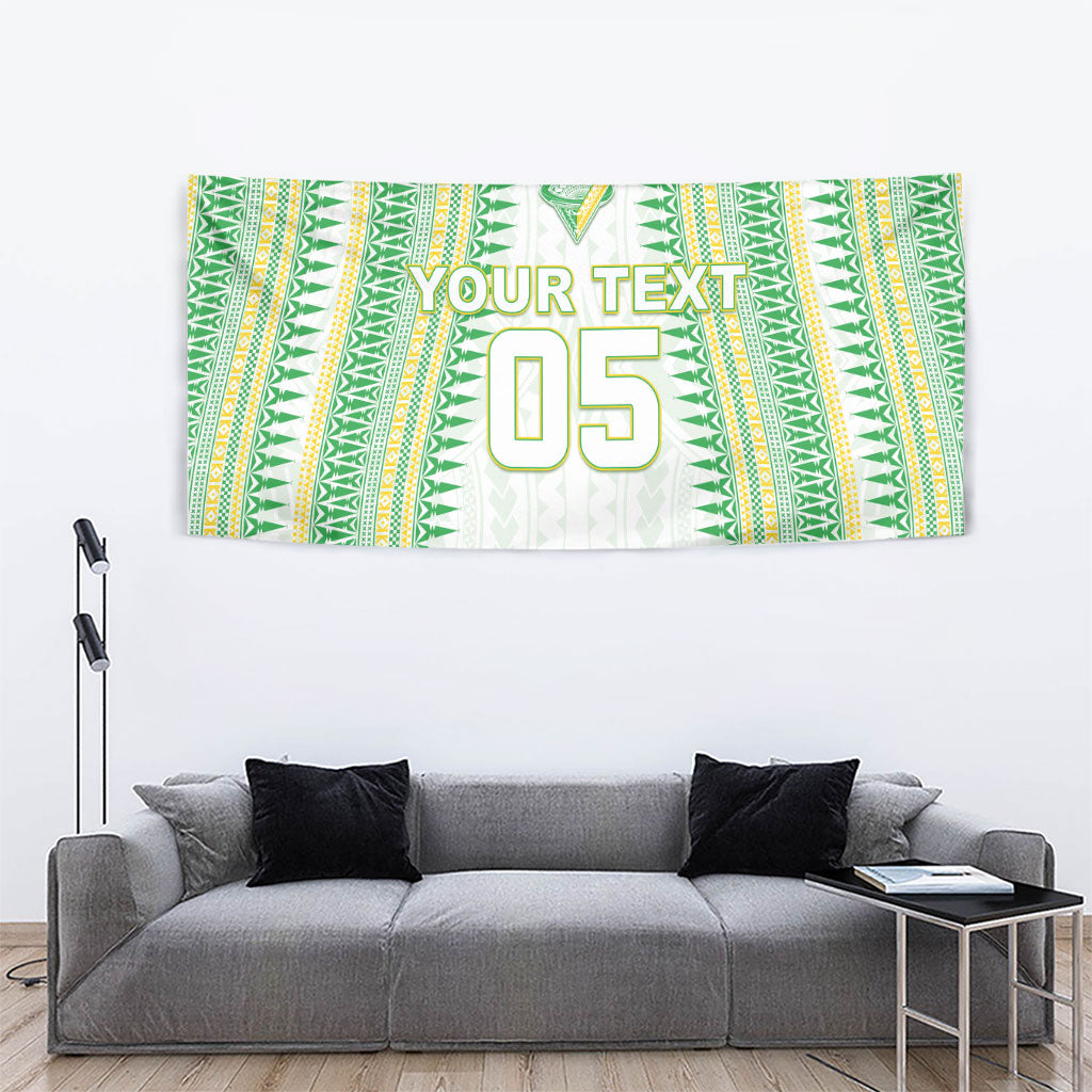 Cook Islands Rugby Custom Tapestry Kuki Tribal Pattern White Version LT05 - Polynesian Pride