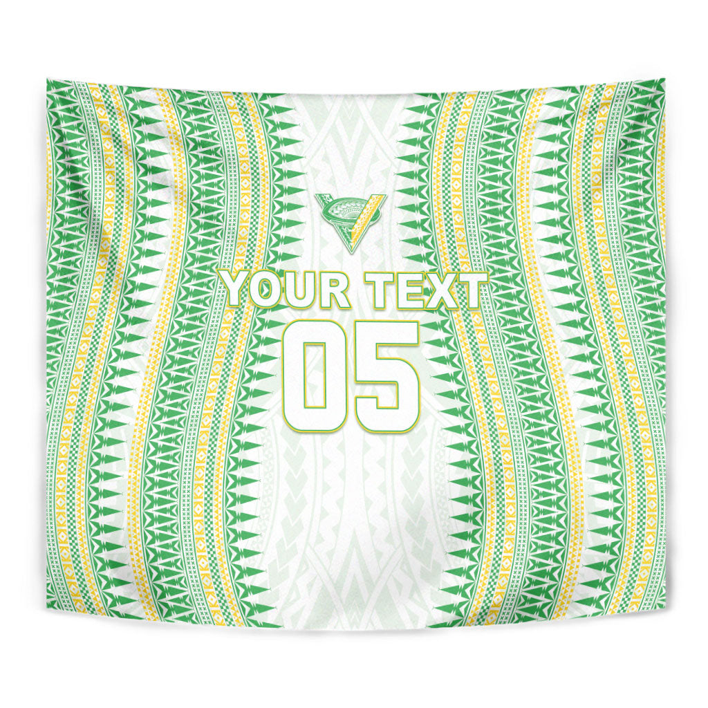Cook Islands Rugby Custom Tapestry Kuki Tribal Pattern White Version LT05 - Polynesian Pride