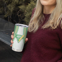 Cook Islands Rugby Custom Tumbler Cup Kuki Tribal Pattern White Version LT05 - Polynesian Pride