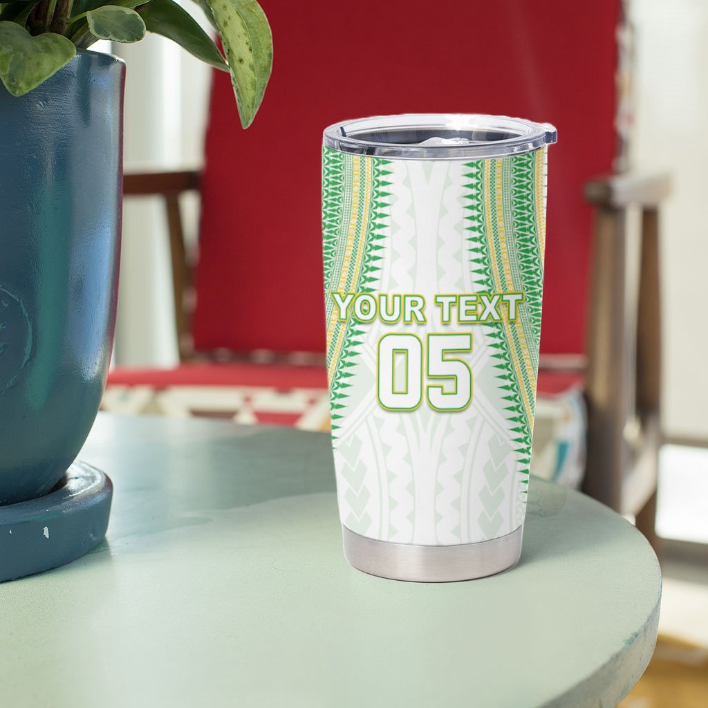 Cook Islands Rugby Custom Tumbler Cup Kuki Tribal Pattern White Version LT05 - Polynesian Pride