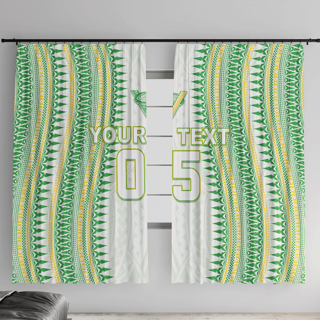 Cook Islands Rugby Custom Window Curtain Kuki Tribal Pattern White Version LT05 With Hooks White - Polynesian Pride