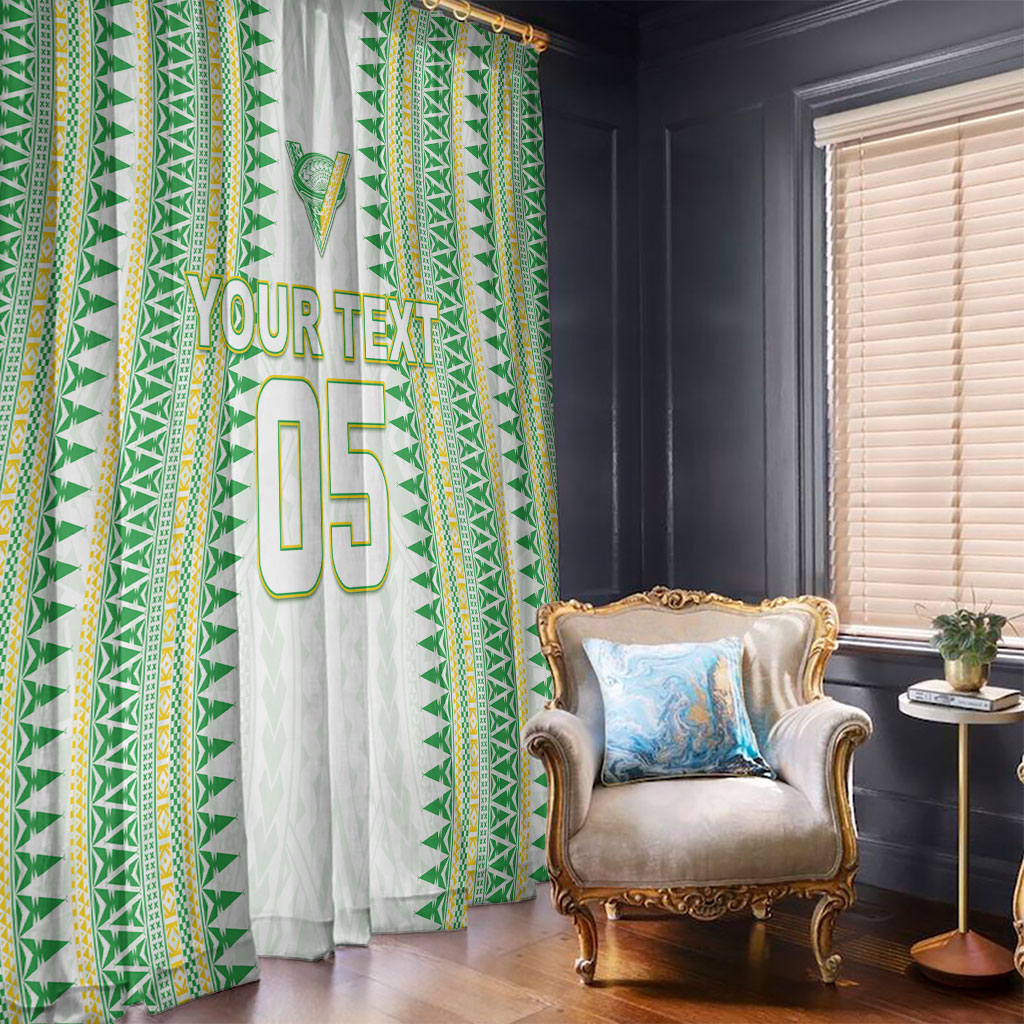 Cook Islands Rugby Custom Window Curtain Kuki Tribal Pattern White Version LT05 - Polynesian Pride