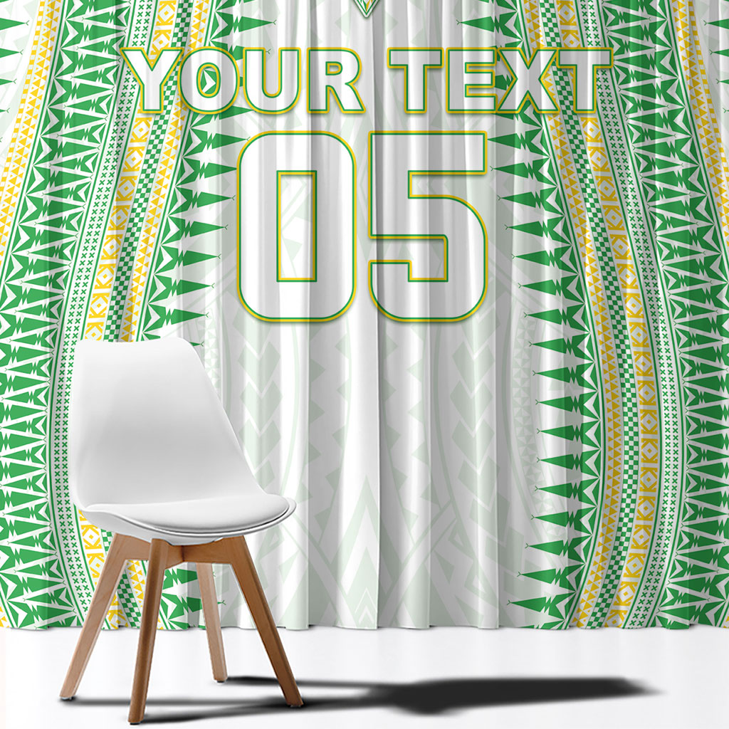 Cook Islands Rugby Custom Window Curtain Kuki Tribal Pattern White Version LT05 - Polynesian Pride