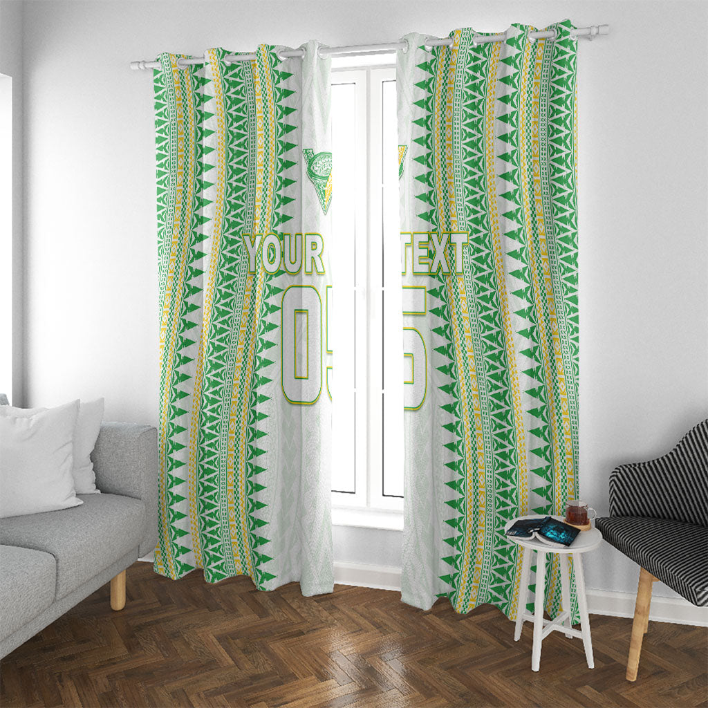 Cook Islands Rugby Custom Window Curtain Kuki Tribal Pattern White Version LT05 With Grommets White - Polynesian Pride