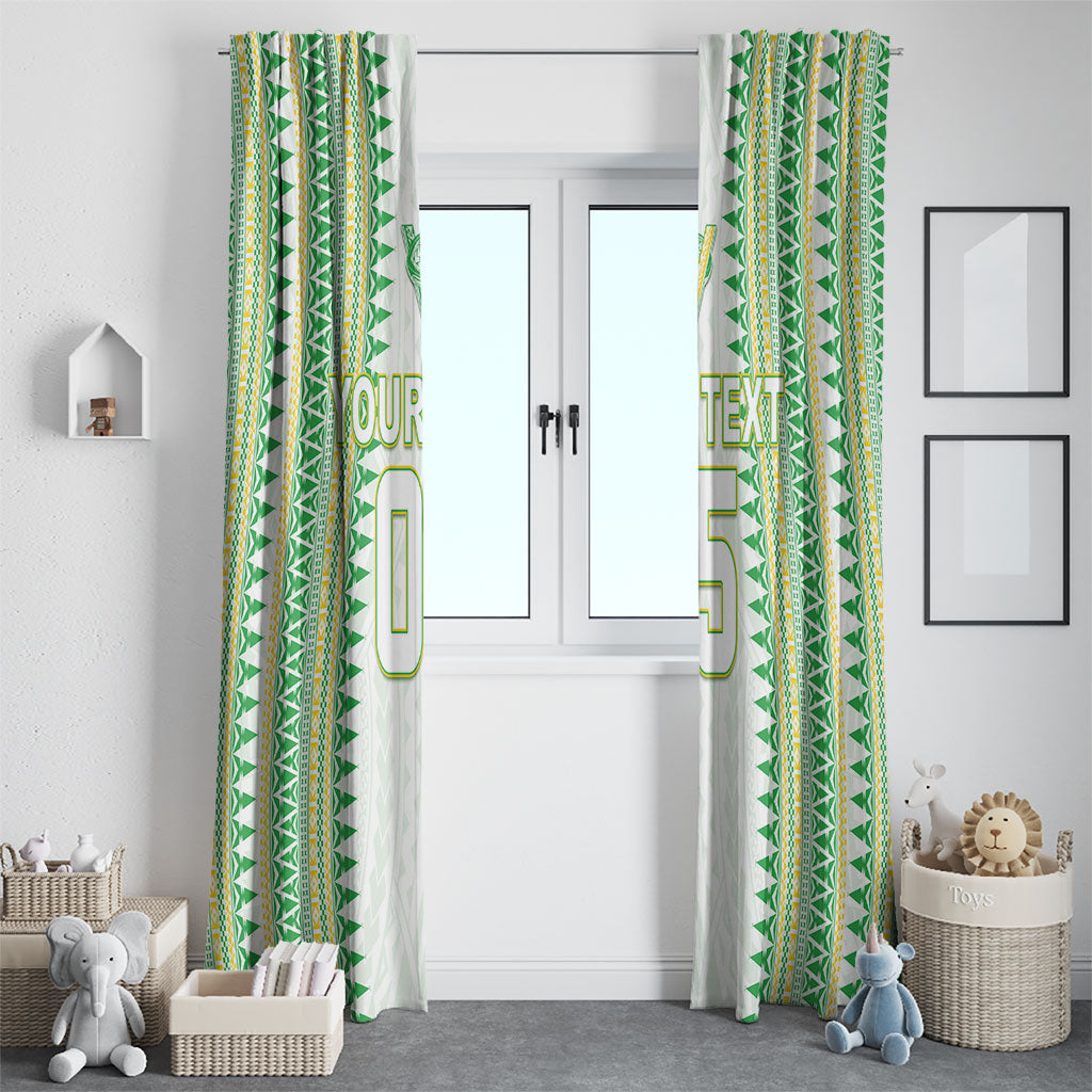 Cook Islands Rugby Custom Window Curtain Kuki Tribal Pattern White Version LT05 - Polynesian Pride