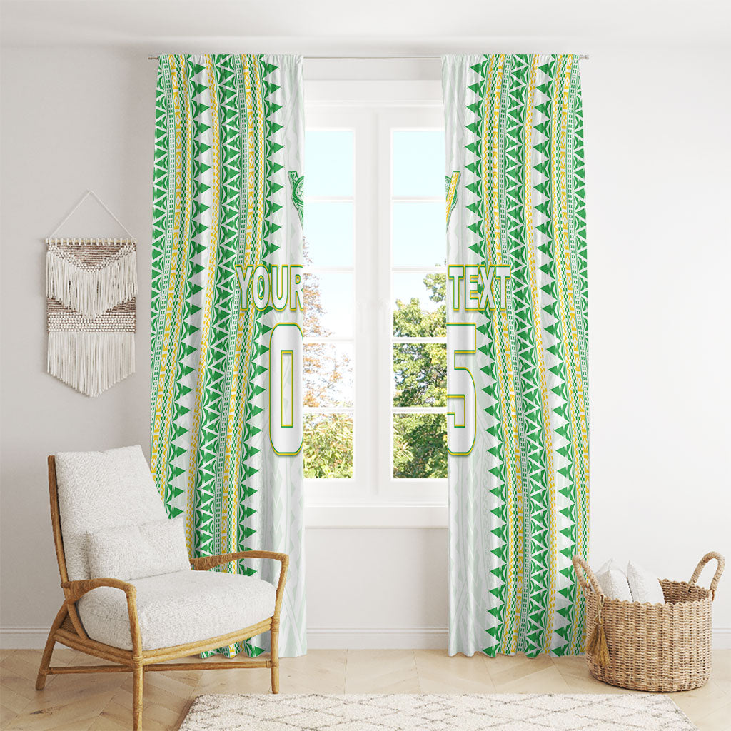 Cook Islands Rugby Custom Window Curtain Kuki Tribal Pattern White Version LT05 - Polynesian Pride