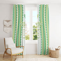 Cook Islands Rugby Custom Window Curtain Kuki Tribal Pattern White Version LT05 - Polynesian Pride