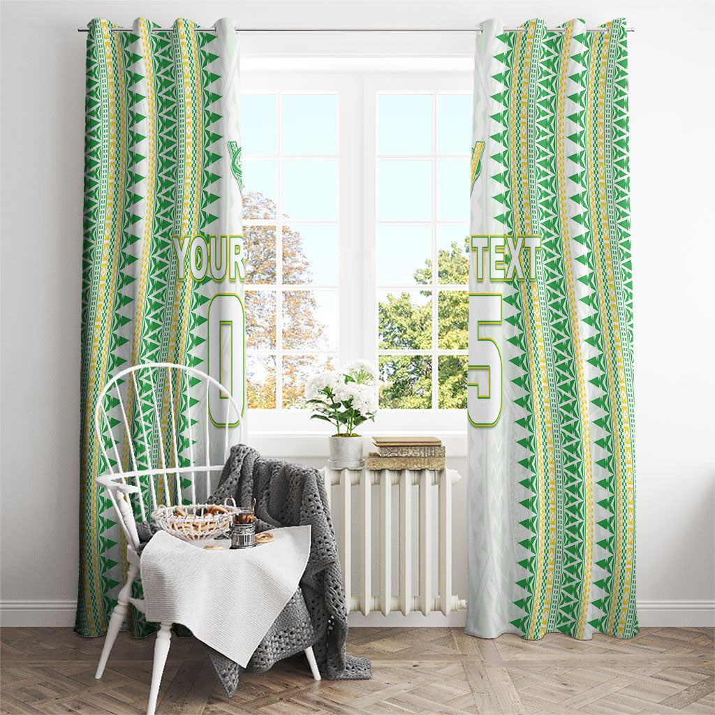 Cook Islands Rugby Custom Window Curtain Kuki Tribal Pattern White Version LT05 - Polynesian Pride