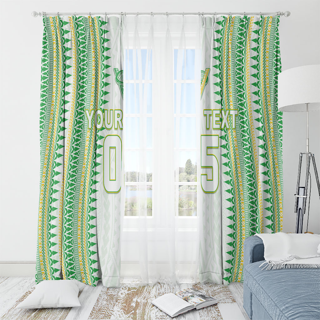 Cook Islands Rugby Custom Window Curtain Kuki Tribal Pattern White Version LT05 - Polynesian Pride