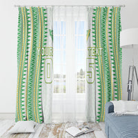 Cook Islands Rugby Custom Window Curtain Kuki Tribal Pattern White Version LT05 - Polynesian Pride