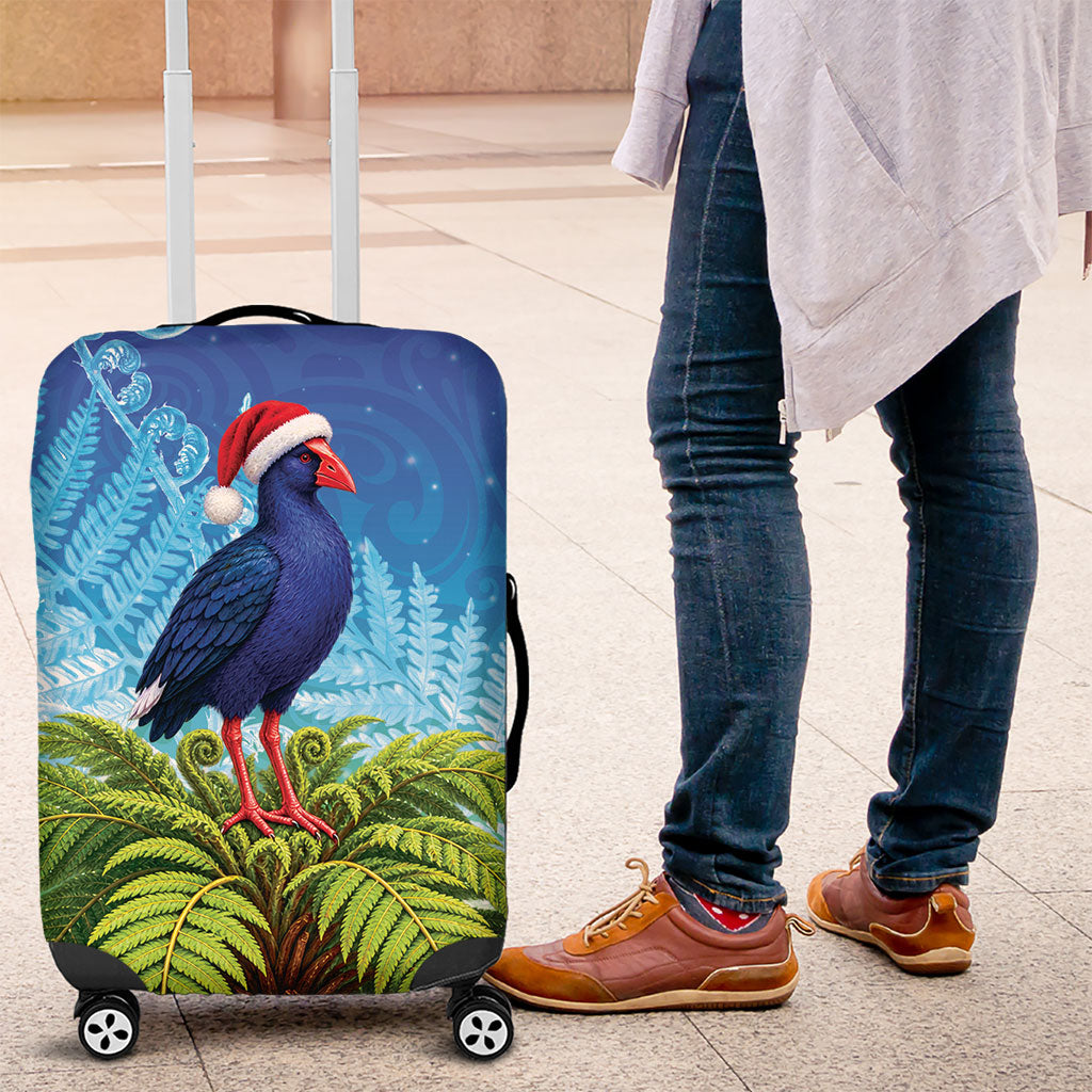 New Zealand Christmas Luggage Cover Pukeko With Ponga Tree Silver Fern LT05 Multicolor - Polynesian Pride