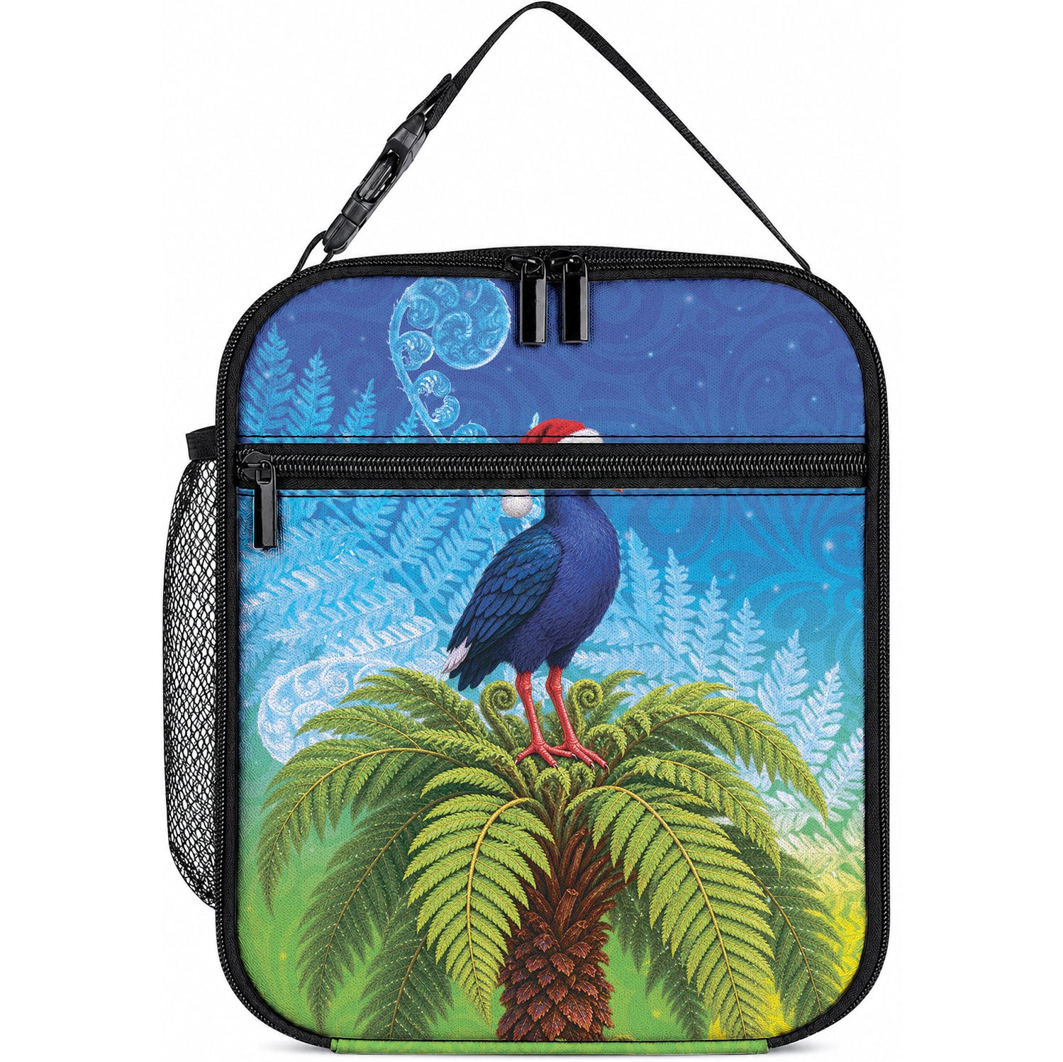 New Zealand Christmas Lunch Bag Pukeko With Ponga Tree Silver Fern LT05 10.2 × 8.3 × 4.3 inch Multicolor - Polynesian Pride