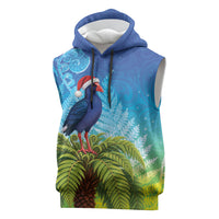 New Zealand Christmas Sleeveless Hoodie Pukeko With Ponga Tree Silver Fern LT05 Multicolor - Polynesian Pride