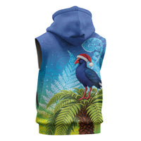New Zealand Christmas Sleeveless Hoodie Pukeko With Ponga Tree Silver Fern LT05 - Polynesian Pride