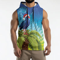 New Zealand Christmas Sleeveless Hoodie Pukeko With Ponga Tree Silver Fern LT05 - Polynesian Pride