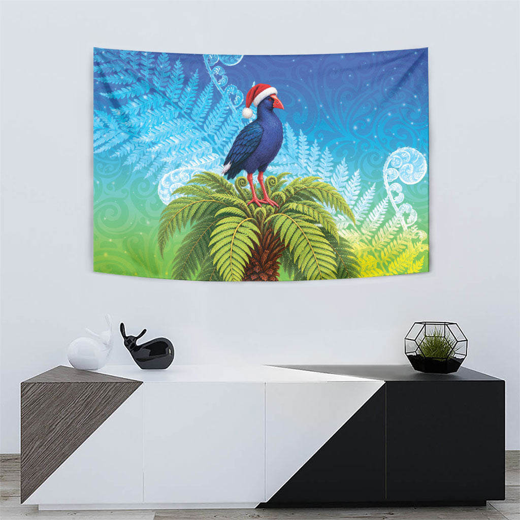 New Zealand Christmas Tapestry Pukeko With Ponga Tree Silver Fern LT05 - Polynesian Pride