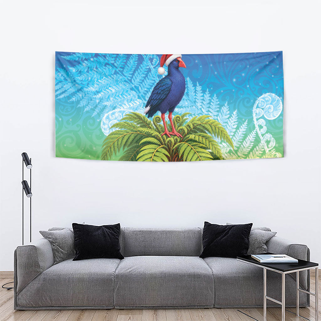 New Zealand Christmas Tapestry Pukeko With Ponga Tree Silver Fern LT05 - Polynesian Pride