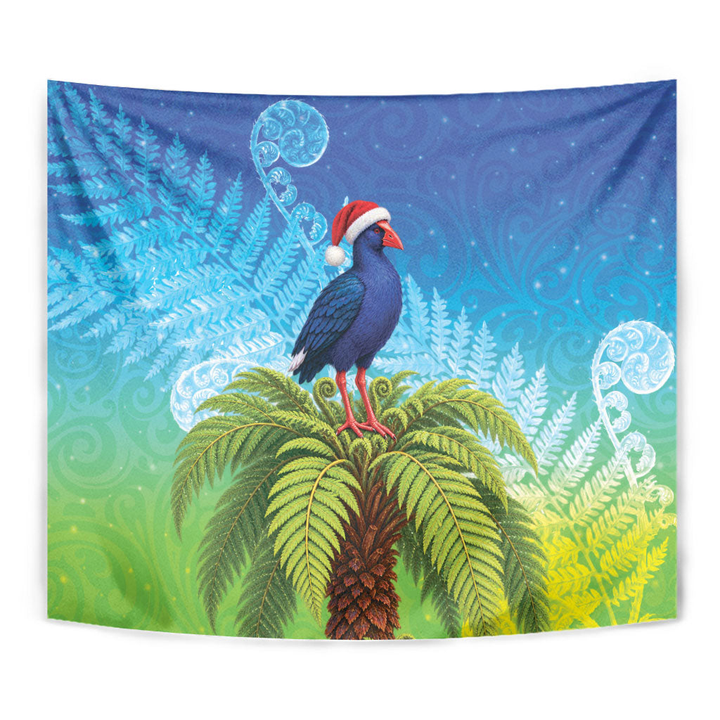 New Zealand Christmas Tapestry Pukeko With Ponga Tree Silver Fern LT05 - Polynesian Pride