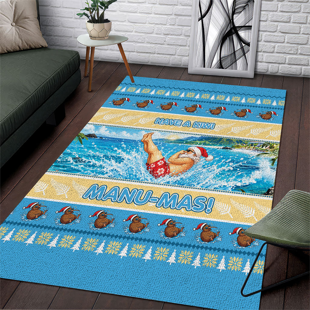 New Zealand Christmas Area Rug Have A Kiwi Manu-Mas LT05 Blue - Polynesian Pride