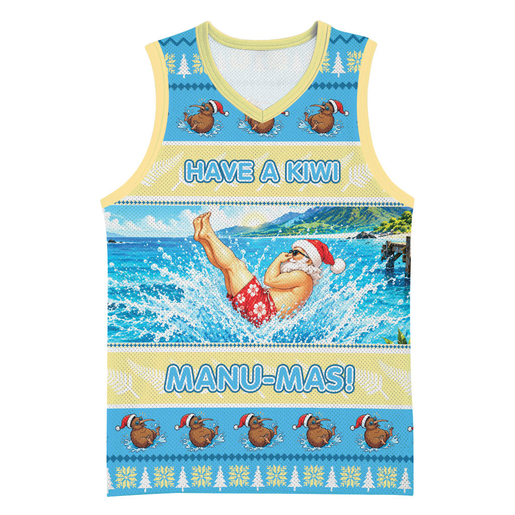 New Zealand Christmas Basketball Jersey Have A Kiwi Manu-Mas LT05 Unisex Blue - Polynesian Pride