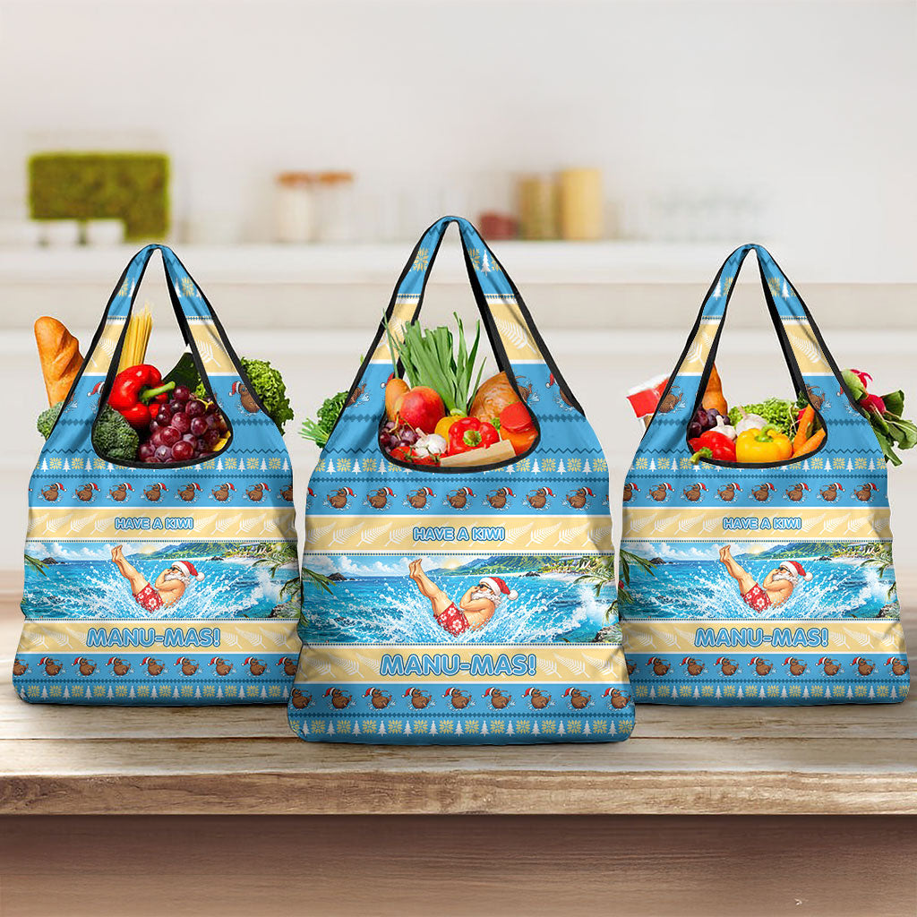 New Zealand Christmas Grocery Bag Have A Kiwi Manu-Mas LT05 3-pack One Size Blue - Polynesian Pride