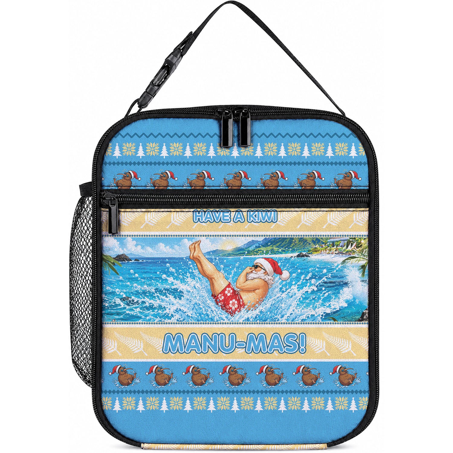 New Zealand Christmas Lunch Bag Have A Kiwi Manu-Mas LT05 10.2 × 8.3 × 4.3 inch Blue - Polynesian Pride