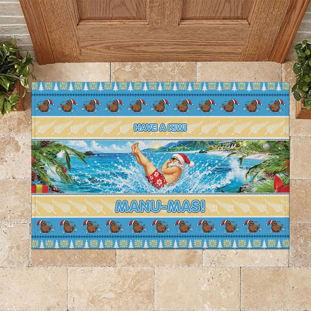 New Zealand Christmas Rubber Doormat Have A Kiwi Manu-Mas LT05 Blue - Polynesian Pride