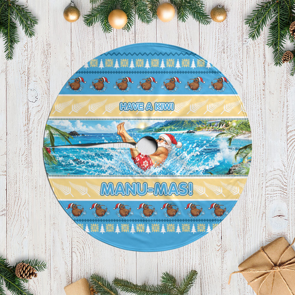New Zealand Christmas Tree Skirt Have A Kiwi Manu-Mas LT05 Casual Blue - Polynesian Pride