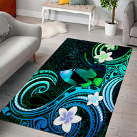 Hawaii Humuhumu Reef Triggerfish Area Rug Turquoise With Plumeria LT05 - Polynesian Pride