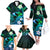 Personalised Hawaii Humuhumu Reef Triggerfish Family Matching Off Shoulder Long Sleeve Dress and Hawaiian Shirt Turquoise With Plumeria LT05 - Polynesian Pride